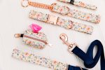 Watercolour Flowers Dog Collar w  Rose Gold Buckle on Sale