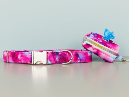 Fuchsia Tie Dye Dog Collar w  Silver Buckle Online