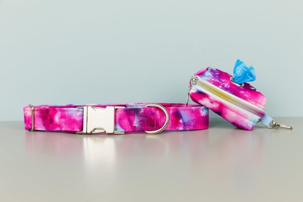 Fuchsia Tie Dye Dog Collar w  Silver Buckle Online