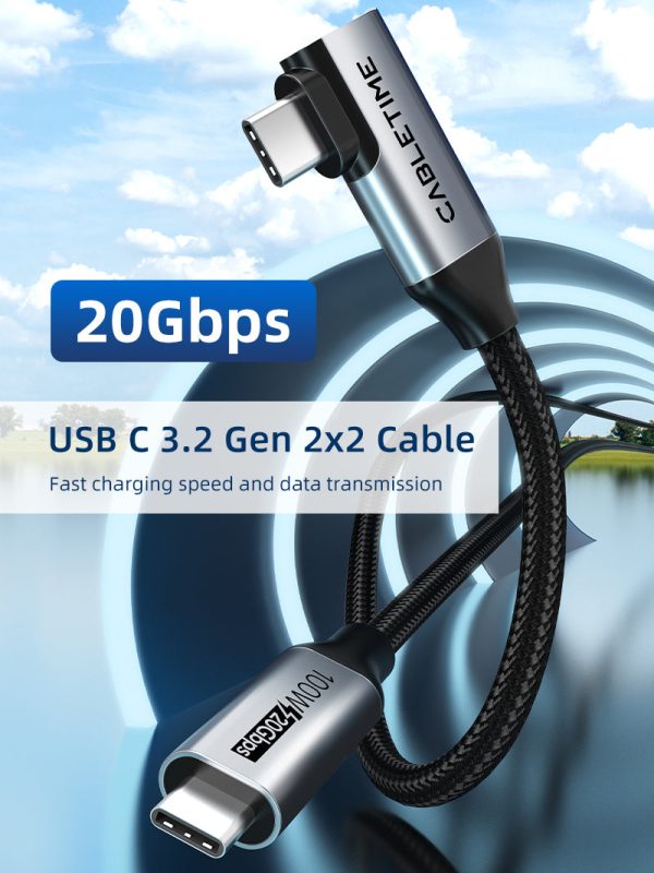 90 Degree Right Angle USB C to USB C Cable 20Gbps 100W 4K Cheap