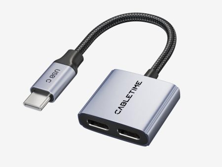 USB C Splitter 2-in-1 USB C to Dual USB C Headphone and Charger Adapter For Sale