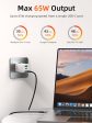 Portable 65w GaN USB-C Charger -3 Ports Wall Charger for Laptop Phone Supply