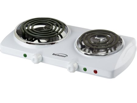 Brentwood Electric 1500W Double Burner Spiral White For Discount