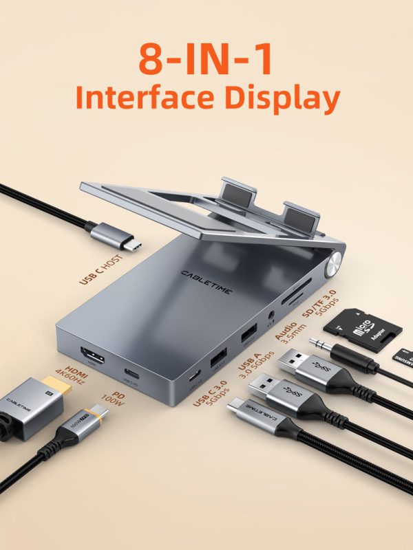 8 IN 1 USB C Hub with Foldable Stand for iPad Pro Android Tablet Online Sale