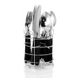 Gibson Sensations II 16 Piece Stainless Steel Flatware Set with Black Handles and Chrome Caddy Discount