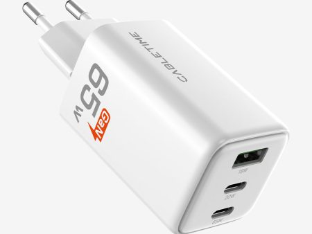 Portable 65w GaN USB-C Charger -3 Ports Wall Charger for Laptop Phone Supply