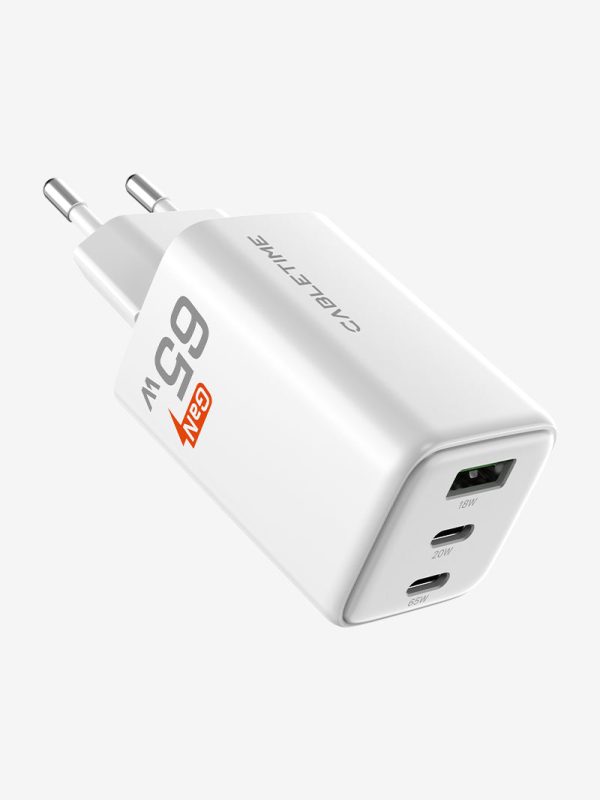 Portable 65w GaN USB-C Charger -3 Ports Wall Charger for Laptop Phone Supply