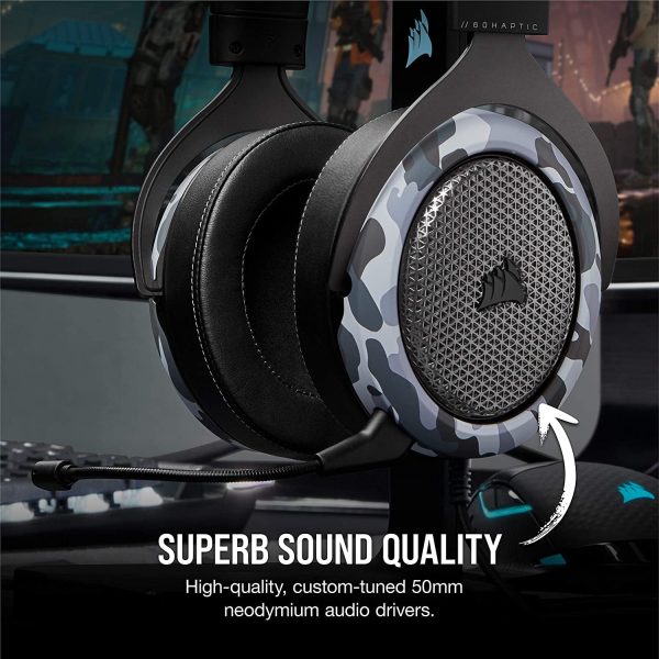 Corsair HS60 Haptic Stereo Gaming Headset with Haptic Bass, Memory Foam Earcups, Removable Microphone, Windows Sonic Compatible, Discord-Certified for PC - Arctic Camo Cheap