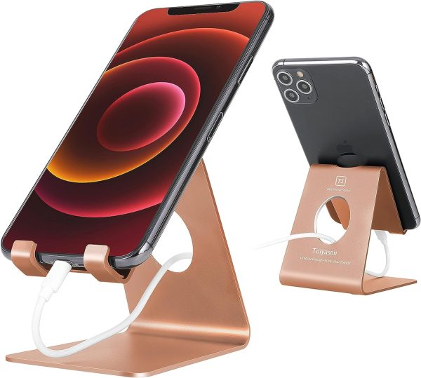 Cell Phone Stand Desk Phone Holder, Cradle, Dock, Compatible with All 4-8Inch Phones, Office Kitchen Traveling Accessories T1 Rose Gold For Cheap