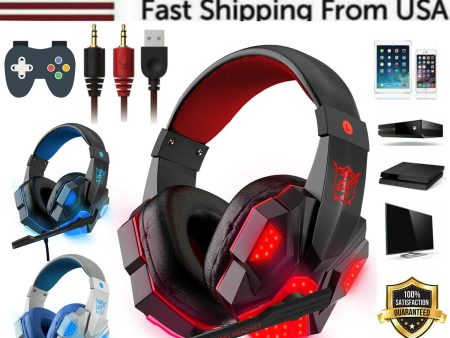 3.5Mm Gaming Headset Mic LED Headphones Stereo Bass Surround for PC PS4 Xbox One Hot on Sale