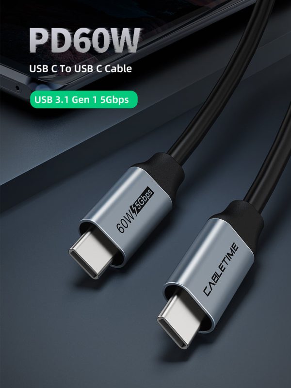 USB C to USB C 60w Cable 3A Fast Charging Online Sale