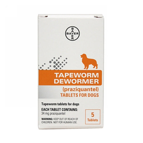 Praziquantel Tapeworm Dewormer Tablets for Dogs 5 Packets by Bayer Fashion